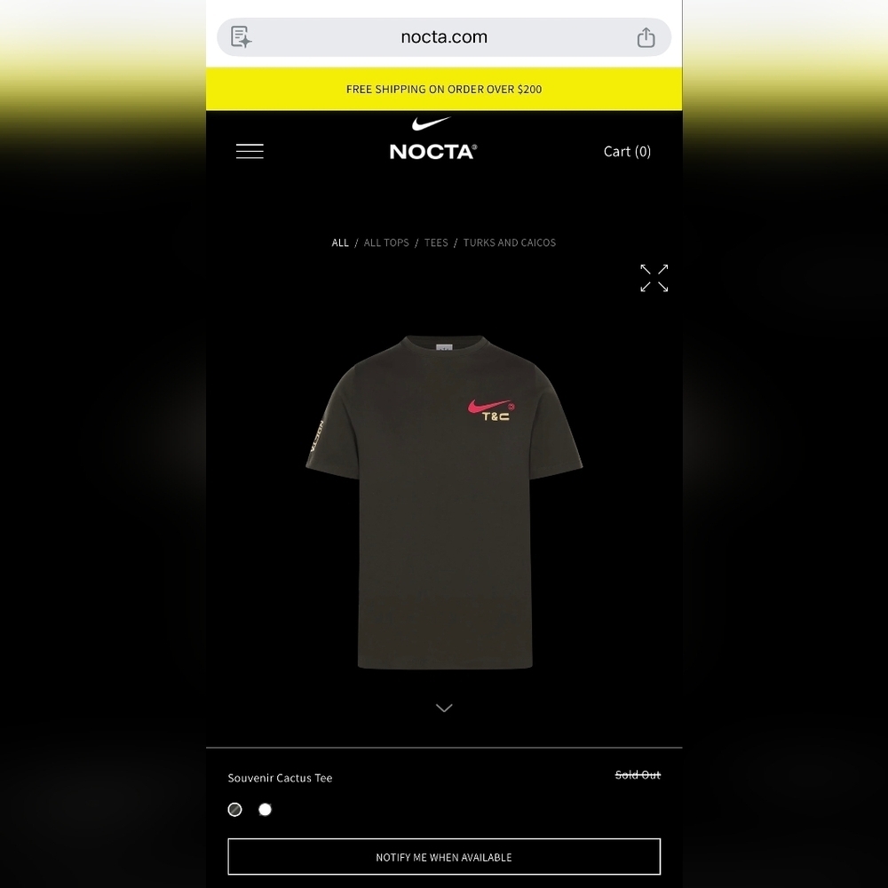 Nike x Nocta x Cpfm Souvenir Cactus Black T Shirt - Picture 4 of 4